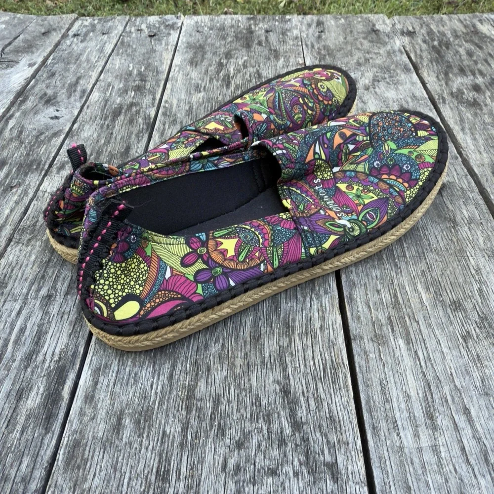 Sakroots Neoprene Ella Espadrille‎ Floral Print Flats  Womens 8M Shoes